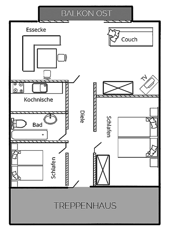 Grundriss Dachgeschoss-Wohnung Luitpolderhof
